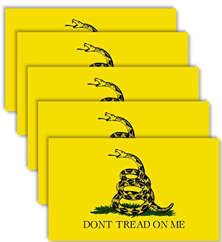5 Stück Dont Tread On Me Flaggen-Aufkleber, gelbe Schlangen-Aufkleber für Auto, Stoßstange, Fenster, Laptop