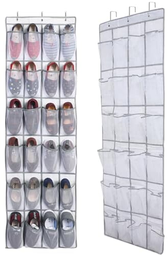 anshuke 2 piezas Organizador de Zapatos para Puerta, Zapatero Colgante con 24 bolsillos, almacenamiento de zapatos, organizador colgante multifuncional para dormitorio, sala de estar baño