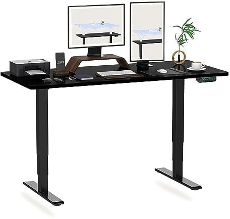 FLEXISPOT E6 MAX 140x80 Electric Standing Desk with USB Dual Motors 3 Stage One Piece Height Adjustable Sit Stand Up with Memory Smart Panel(Black Frame+Black Top)