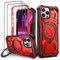 Lanhiem für iPhone 13 Pro Hülle mit 2 Stück Panzerglas und 360° Ring Ständer Handyhülle iPhone 13 Pro Schutzhülle, Militärischer Stoßfest Case Cover, Rot