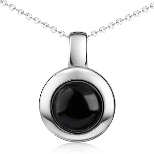 Materia Damen Kette Silber 925 mit Onyx Stein rund KA-38-Onyx-K141
