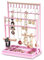 AHYDFSR Espositore per Organizzatore di Gioielli,Portagioie,Portagioie Porta Collane da Tavolo, con Vassoio in Velluto, 15 ganci Torre di esposizione di gioielli Rack di stoccaggio ad albero, Rosa