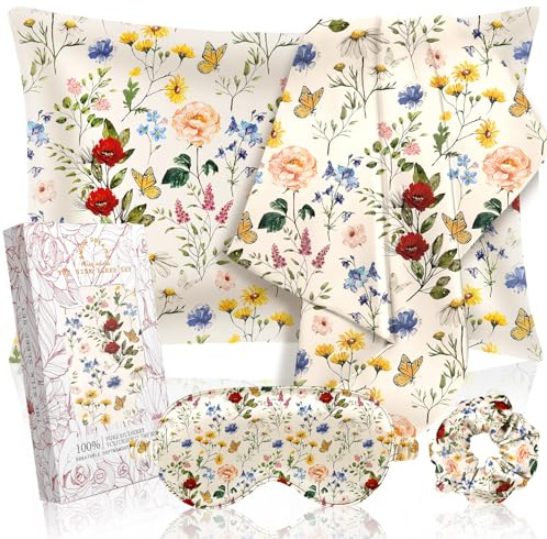 Miss Adola Mulberry - 1 housse d'oreiller en soie 19 femmes - Standard 75 x 50 cm - Masque pour les yeux et chouchou - Taie d'oreiller douce - Cadeau de sommeil