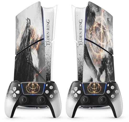 Sticker PS5 Cercle d'Elden, Autocollant PlayStation 5, Console et Manette, Edition Slim Digital, Skin MALENIA (2 Manettes)