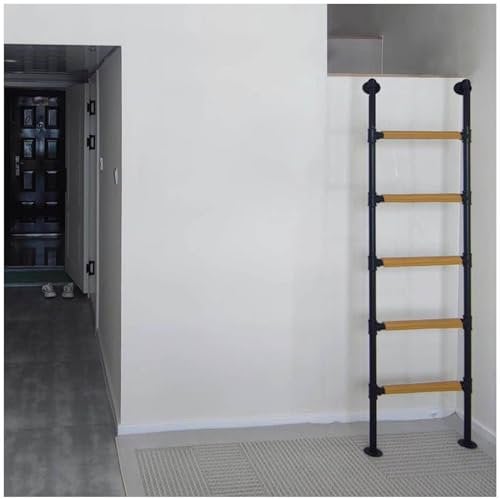 Heavy Duty Bunk Bed Ladder with Rungs Pad, Tree Climbing Ladder Basement Emergency Escape Ladder, Wrought Iron Attic Ladder 4 5 6 7 Feet Tall (Color : Black, Size : 50inch/4.2ft/127cm H)