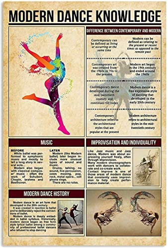 Oudrspo Modern Dance Knowledge Metallschilder für Abschlussball, Retro-Poster, Raumdekoration, Vintage-Blechschild, Wanddekoration für Clubheim, 30,5 x 40,6 cm