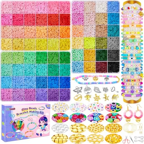 DIYLAND Perlen für Armbänder Selber Machen Set, 11550 Stück 72 Farben Clay Perlen Set für DIY Schmuck, Armband, Chocker, Halskette, Ohrringe, Basteln Mädchen 5 6 7 8 9 10 Jahre