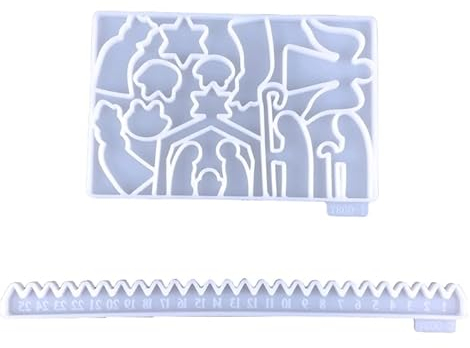 Xuanxi Silikonform, Adventskalender, Harzform, Weihnachts-Countdown-Kalender, Epoxid-Form für Harzguss, Urlaub, Party, Heimdekoration, DIY Handwerk