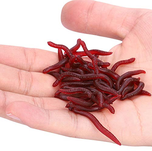 50 Stück Weicher Roter Erdwurm Angel Köder für Karpfen und Bass, Geeignet für Seefischerei (50 Stück pro Packung)