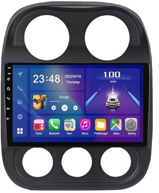 Android Autoradio 2 DIN per Jeep Compass 2009-2016 10.1 Pollici Touch Screen Lettore Multimediale con Navigazione GPS Carplay WiFi Bluetooth FM RDS+Comandi al Volante