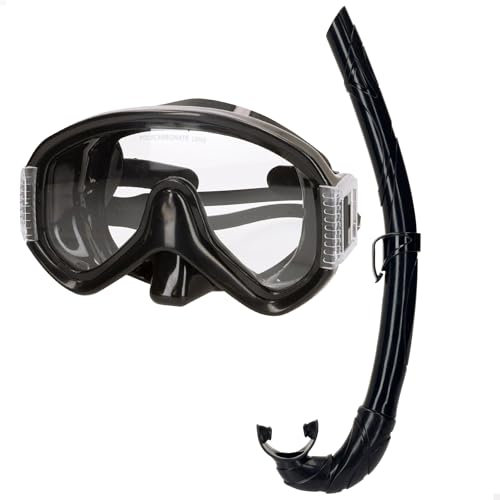 AKTIVE Aqua Sport Gafas de Buceo con Tubo Adultos, Sello Silicona, Látex Free, Lentes de policarbonato, Fácil Ajuste, Hipoalergénico, Set Snorkel, +12 años (54253)