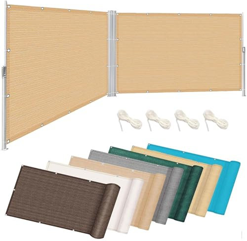 Brise Vue Balcon 95 x 400 cm Protection UV HDPE Brise Vue Balcon Exterieur avec Attaches de Câble et Cordons pour Patio Extérieur Clôtures, Couleur Crème