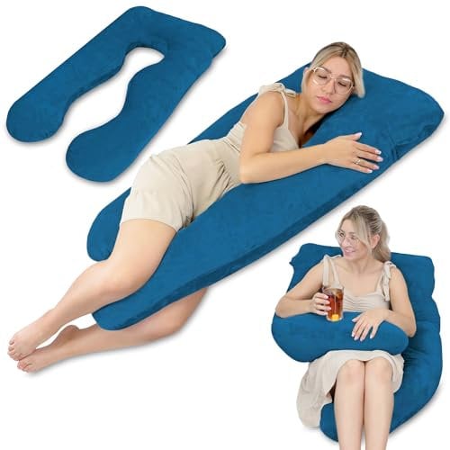 Totsy Baby Schwangerschaftskissen stillkissen XXL seitenschläferkissen Pregnancy Pillow groß komfortkissen u Form lagerungskissen schlafkissen abnehmbarem bezug seitenschläfer 135 cm Marineblau