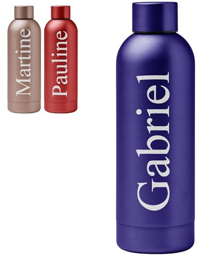 KDO MAGIC - Gourde Personnalisable - Bouteille personnalisée - Prénom gravé - 550 ml - Cadeau noël, Anniversaire, Homme, Femme (Bleu)