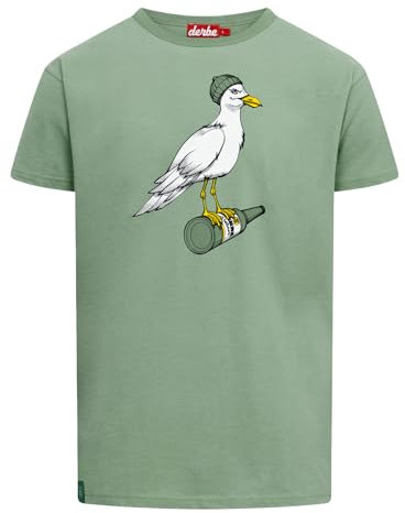 derbe Herren Rundhalsshirt T-Shirt Sturmmöwe, Farbe:Grün, Artikel:-0590 Hedge Green, Größe:M