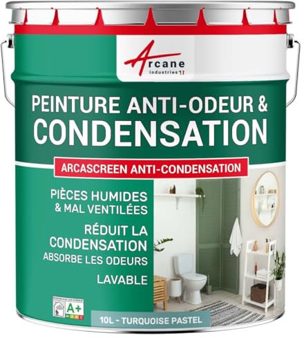 Peinture anti condensation, anti odeur, moisissure - 2.5 L Turquoise Pastel - RAL 6034 - ARCANE INDUSTRIES