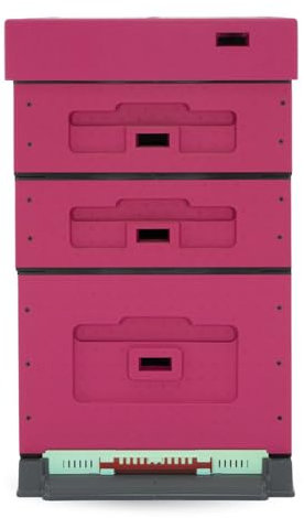 LYSON Bienenstock Styropor Dadantbeute Dadant Blatt Beute OPTIMA Bienenstock-Set mit niedrigem Varroa-Kunststoffboden (ROSA) für die Selbstmontage (Passende Rahmen: 47×43,5x30cm ; 47×43,5x15,9cm)