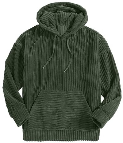Herren Hoodie Cord Feste Farbe Mit Kapuze Tasche Sweatshirt Loose Pullover Top, Langarmshirt Warm Und Bequem Kapuzenpullover Lässige Modische Oberteile Klassisch Aus Hochwertiger