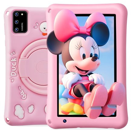 BISAIKASOW Tablet bambini 7 pollici, Android 13 Tablet, Octa-Core, 8GB+64GB ( 256 Espandibile, 5800mAh, 5MP+8MP, schermo HD, Software bambini preinstallato, Caso carino (rosa)