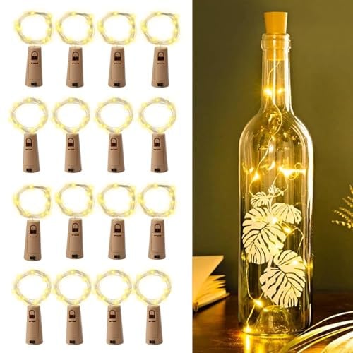 Lhdfyqt 20 Pièces Guirlande Lumineuse à LED pour Bouteille, 20 LED 2M Bouchon Lumineux pour Bouteille, Étanche Guirlande Bouteille, LED Bouteille Lumière, pour DIY, Partie, Mariage