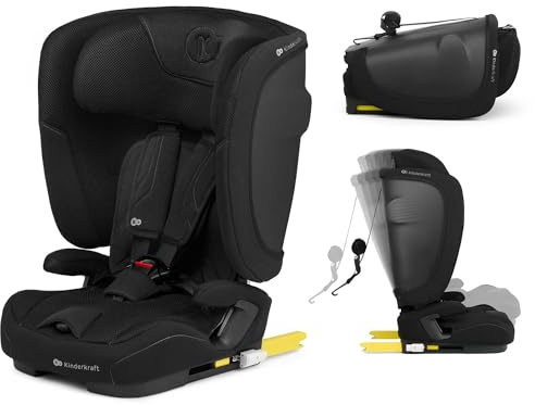 Kinderkraft FIX2GO Silla infantil i-size, 76-150 cm, base Isofix, Top Tether, sensores electrónicos, hasta aprox. 12 años, sistemas de seguridad, tapizados premium, reclinables, Negro