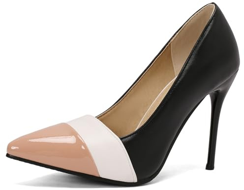 Lizoleor Decollete Donna Tacco A Spillo Alto Punta Scarpe Chiuse Senza Chiusura Business Vestito Apricot Numero 35 EU