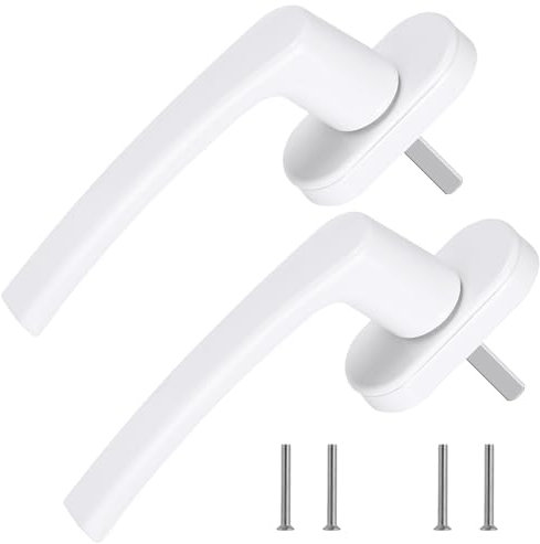 flintronic Manilla de Aluminio para Ventanas, 2PC Cerradura de Ventana, Manijas de Seguridad Puertas Manija de Puerta de Balcón de Ventanas para la mayoría de Las Ventanas estándar y Puertas, Blanco
