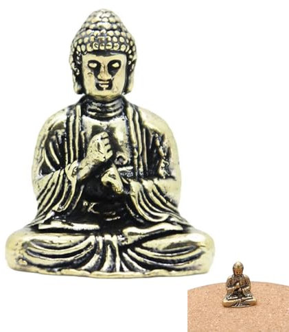 YAPKOLV Mini Portatile Statua Buddha Vintage in Ottone, Figura Seduta per Decorazione Casa Ufficio, Ornamento Decorativo, Giocattolo Regalo