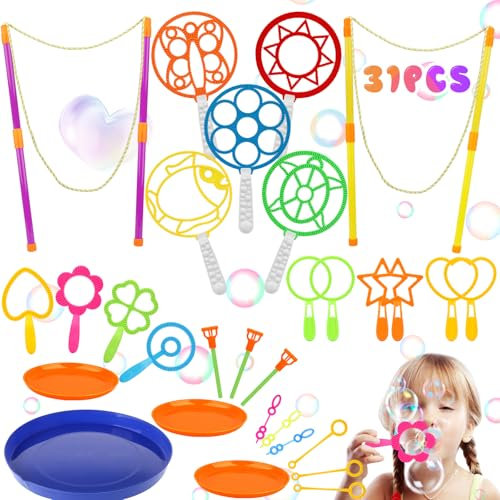 Bolle di Sapone Bambini 30 Pcs Kit Bolle di Sapone Giganti, Bolle di Sapone Matrimonio, B-olle di S-apone Gadget Compleanno Bambini per Festa di Compleanno,Matrimonio,Giochi All’Aperto per Fare B-olle