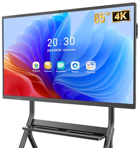 YIXZSWD 85 Zoll interaktives Whiteboard,Smartboard 4K UHD Touchscreen Android 13, 8+128 GB, für Klassenzimmer & Büro, WiFi, Bluetooth, HDMI, Kamera, Mikrofon inkl.Wandhalterung