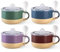 GBHOME Ceramic Soup Mugs with Handles and Lids,24 OZ Soup Cups Set of 4 with Terracotta Underside,Mug Bowls with Spoon for Soup/Cereal/Salad/Noodles/Ramen/Microware &Dishwasher Safe-Multicolor-2