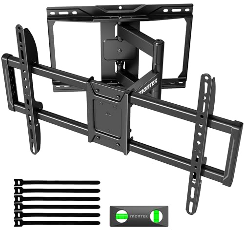 monTEK TV Wall Bracket for 37-84 Inch Flat/Curved TVs up to 50kg, Full Motion TV Bracket with Tool-Free Tilt, Swivel, Extends 428mm, Max VESA 600x400mm, TV Wall Mount Fits 12“/16 Wood Studs