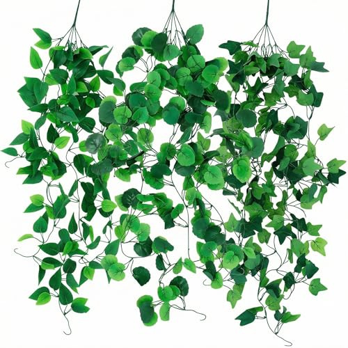 QWORK® 3PCS Artificial Hanging Plants 100CM Vine Plants for Indoor Outdoor Balcony Garden Wall Decoration