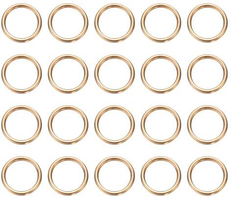 QUARKZMAN 20 Stück 10mm O-Ring Schnallen Zinklegierung Galvanisierte Rundring Schlaufenring für Hardware Taschen Gürtel Bastel DIY Zubehör (Gold)