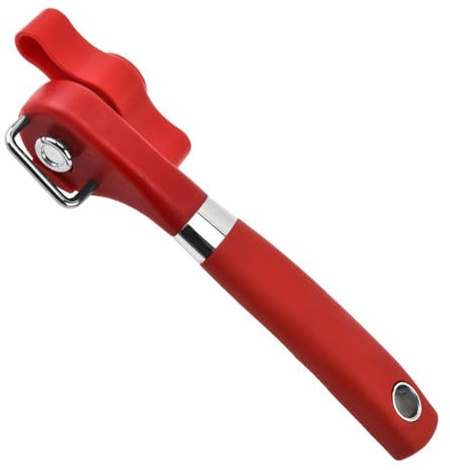 Flaroey Manual Cutting Can Opener, Handheld Smooth Edge Can Opener, Food Grade Cutting Can Opener, Kitchen & Restaurant Red