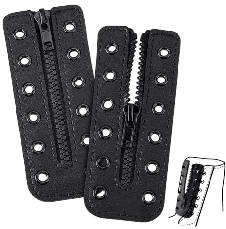 PH PandaHall 2pz Inserti con Cerniera per Stivali in Pelle Inserti con Cerniera per Anfibi con 6 Occhielli per Riparazione Fai Da Te Scarpe da Ginnastica da Uomo e Donna, 13x5.4cm