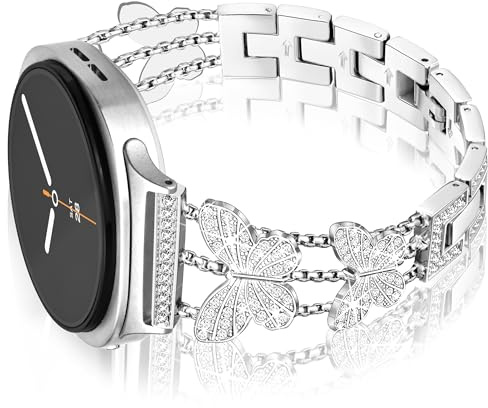 Ocaer Kompatibel mit Samsung Galaxy Watch 9/8/7/FE/6/5/4 Armband 40mm 44mm, 8 Classic 46mm, Elegant Bling Watch Armband für 6 &4 Classic / 5 Pro 45mm/Active, Glitzer Metall Band für Damen