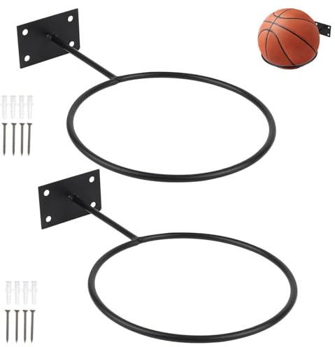 Nexlynk Lot de 2 supports muraux en fer pour basket-ball, football, volley-ball, rugby, salle de sport, organisation et décoration