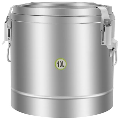 DHQCQL 10L Thermobehälter Essen, Thermo Essensbehälter aus Edelstahl, Thermobehälter für Essen, Thermobox für Essen, Warmhaltebehälter mit Deckel, Gastro Behälter für Nudeln, Suppe