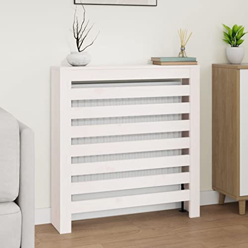 Solivagant Cache-radiateur Blanc 79,5x19x84 cm Bois Massif de pin,(6.93 KG)