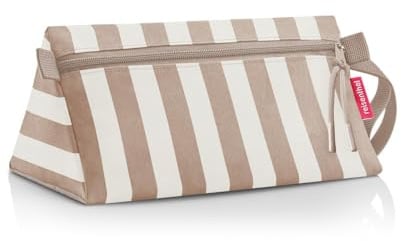 reisenthel Maxi Case summerstripes Coffee - dreieckige Kosmetiktasche - großes Hauptfach, Innentasche und praktische Handschlaufe