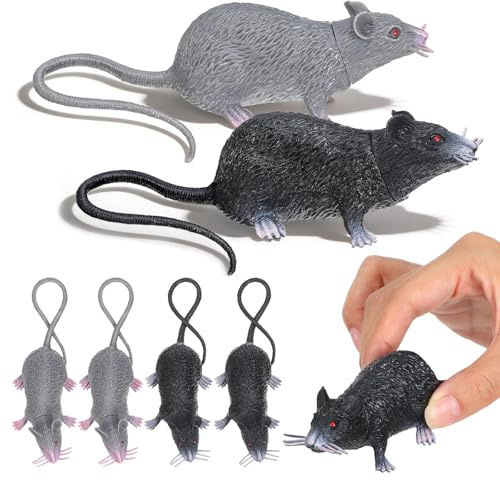 TOYANDONA 10 Pcs Realistic Fake Rat Decorations, 22cm Halloween Prank Props | Realistic Plastic Mouse Props for Halloween, Haunted Houses, April Fools Pranks, Spooky Party Scenes & Interactive Cat Play