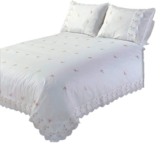 Rapport Home Sophie Floral Ruffled Double Duvet Cover Set - white Polycotton Bedding with 2 Pillowcases, Machine Washable