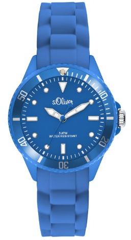 s.Oliver Unisex - Erwachsene Analog Quarz Armbanduhr mit Silikonarmband SO-2314-PQ