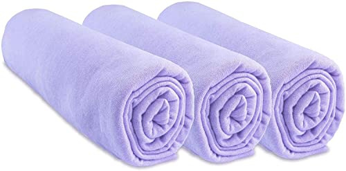 3 Spannbettlaken, 40 x 80 cm, ausziehbar, für 40 x 90 cm, Babytragetasche, 40 x 80 cm, 100% Baumwolle, violett, atmungsaktiv, gesunder Schlaf, Marke Easy Dort | Öko-Tex