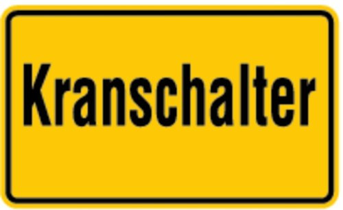 LEMAX® Hinweisschild, Kranschalter, 120x200mm Alu geprägt 200x120mm
