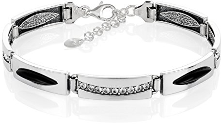 LILLY MARIE Hochwertiges Damen Silberarmband Mit Onyx Und Silber 925 Verstellbar