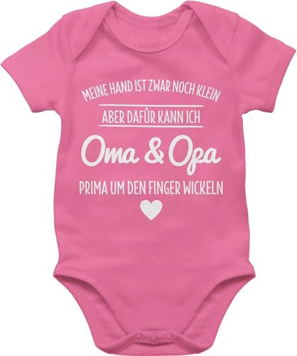 Shirtracer - Baby Body Kurzarm - Sprüche - Oma und Opa um den Finger wickeln Großeltern