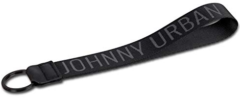 JOHNNY URBAN Llavero Hombre y Mujer Negro - Nick - Lanyard Largo Hecho de Nailon Resistente y Cuero de Imitación con Anilla de Metal - Key Chain con Logo