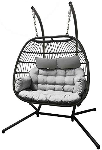 Beauty.Scouts Outdoor Collar Edition DEST Hängesessel Laurina, anthrazit, 140x128x198cm, inkl. Polster, Gestell und Korb, Doppelhängesessel, Sessel, Wohnzimmer, Balkon, Terrasse, Garten